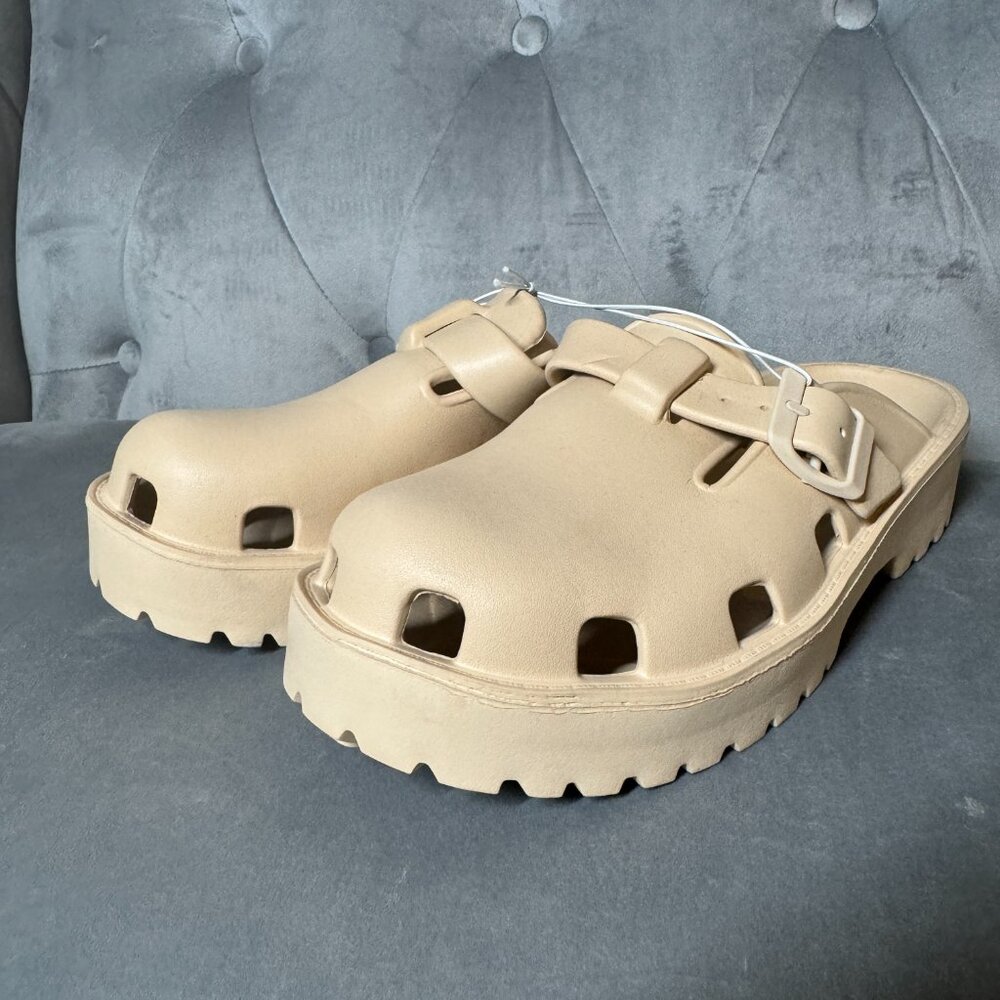 Free People Buckle Clogs Cream Platform Slip-On Mules – Karlie 7 nwt - Picture 5 of 8